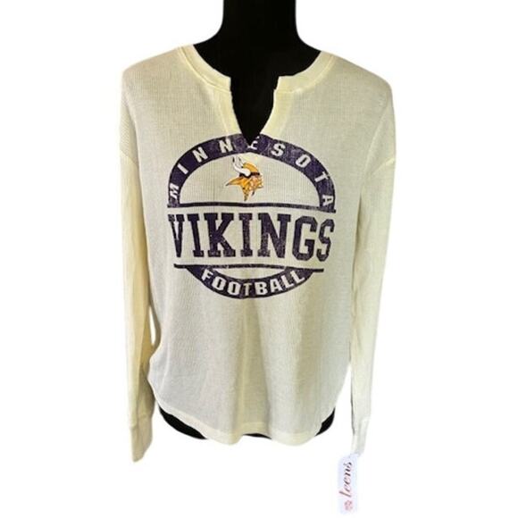 Minnesota Vikings Juniors Waffle Knit Long Sleeve Top | Size M (7/9) | NWT - Picture 1 of 8